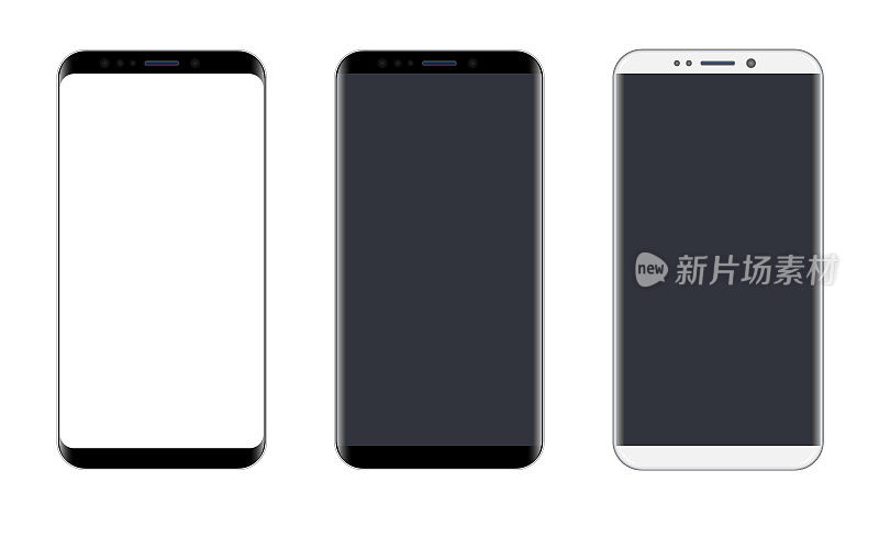 Smartphone, Mobile Phone In Black and Silver Colors, Realistic Vector Illustration